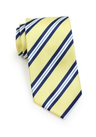 Yellow, Navy, and White Striped Necktie
