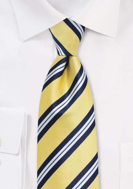Kids Repp Striped Tie in Yellow and Navy