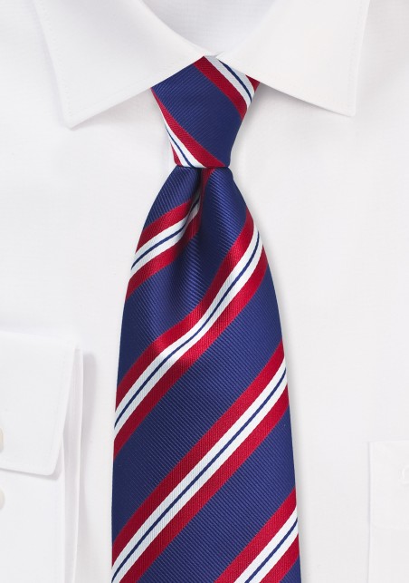 Modern Repp Tie in Navy and Red