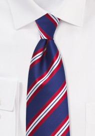 Repp Stripe Necktie for Boys in Red and Blue