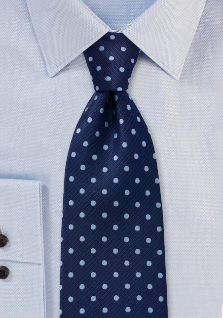 Polka Dot Tie in Two Blues in Kids Length