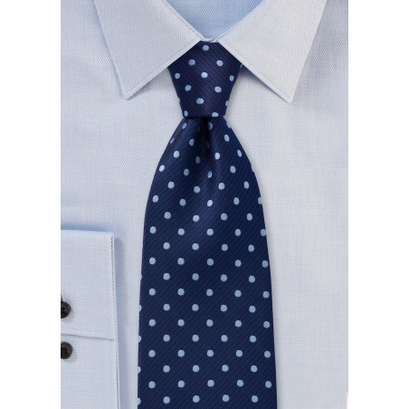 XL Length Polka Dot Tie in Two Blues