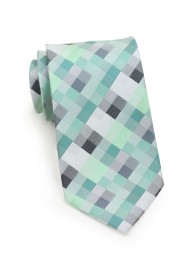 Patchwork Kids Tie in Mints and Silvers