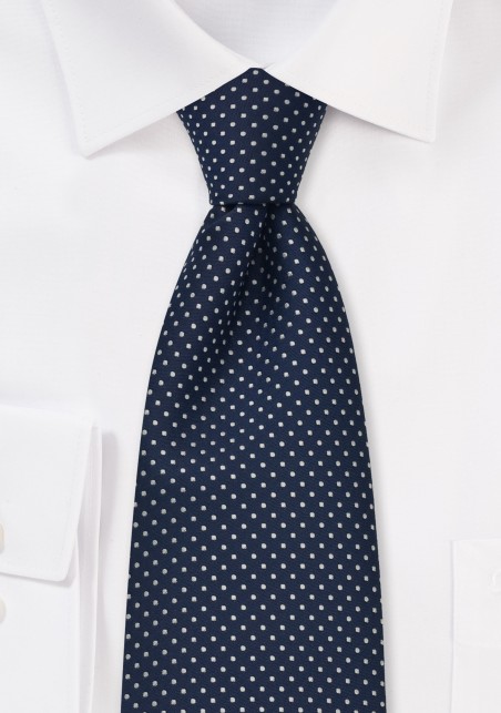 Sapphire Blue XL Length Polka Dot Tie