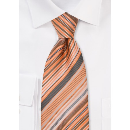 Coral Orange Striped Necktie