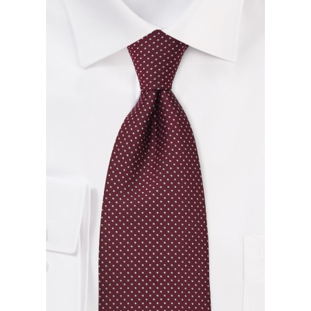 Cardinal Red Mens Tie With Fine Polka Dots