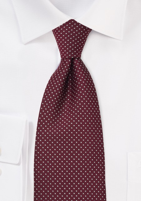 XL Length Cardinal Red Mens Pin Dot Tie