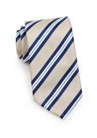 Beige and Navy Striped Tie