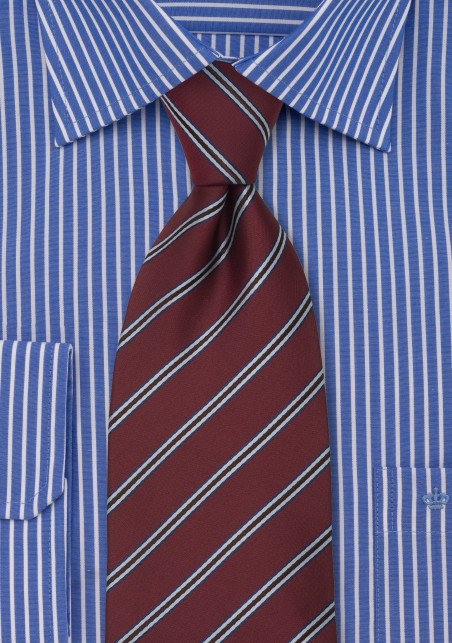 Classic XL Length Tie in Burgundy