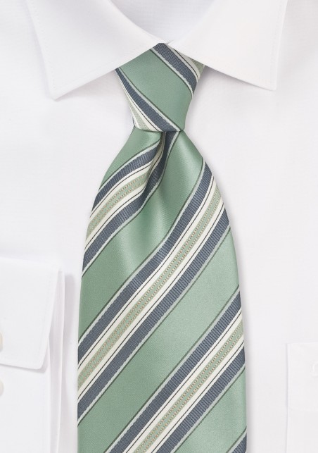 Striped Kids Tie in Clover Green