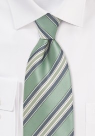 Striped Kids Tie in Clover Green