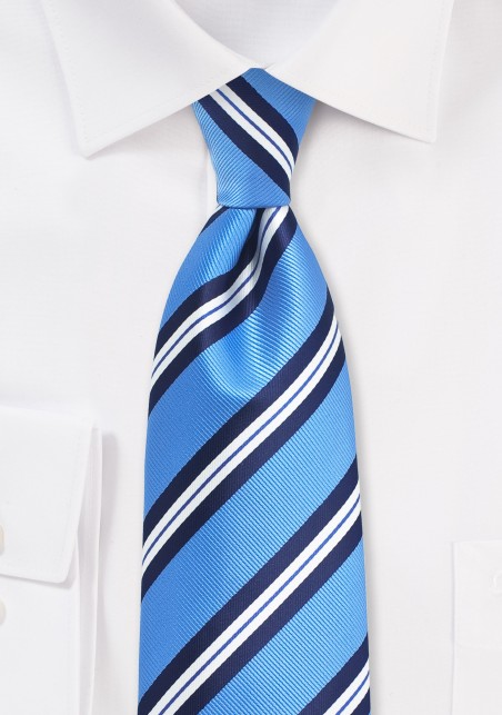Repp Striped Summer Tie for Kids in Light Blue