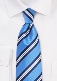 XL Repp Striped Summer Tie in Light Blue