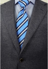 XL Repp Striped Summer Tie in Light Blue