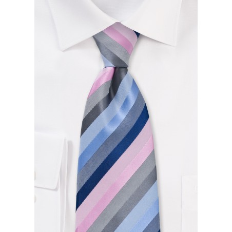 Striped Tie in Pastel Pinks and Blues