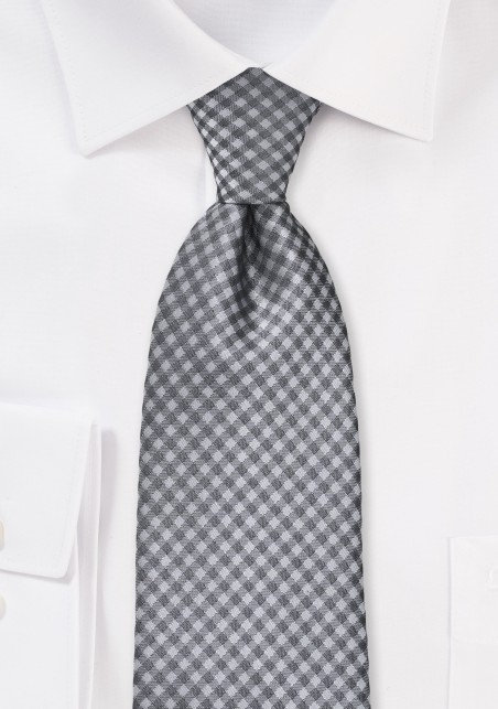 Heather Grey Gingham Tie in Kids Size