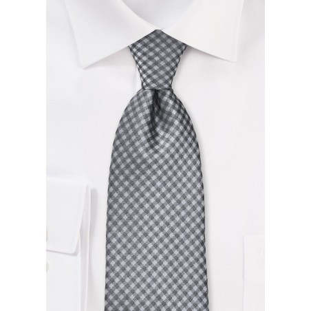Heather Grey Gingham Tie in XL