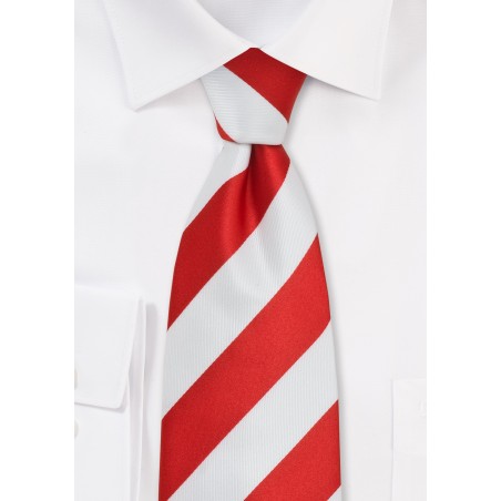 Wide Striped Kids Tie in Red and White