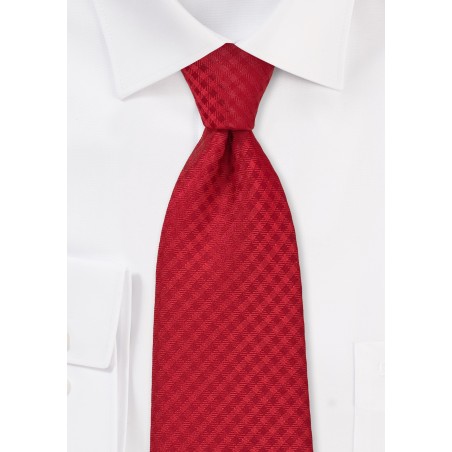 Solid Gingham Check Tie in Bright Red