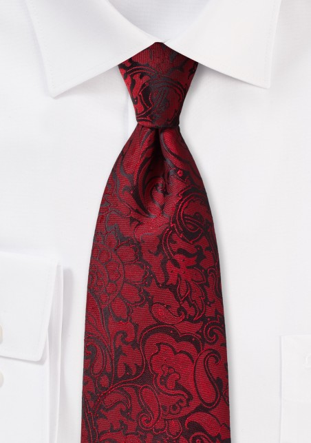 Burgundy Paisley Tie for Kids