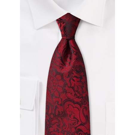 Burgundy Paisley Tie for Kids