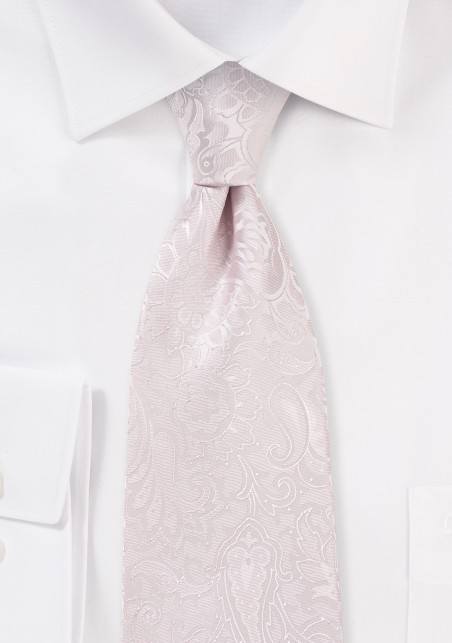 Soft Blush Pink Paisley Tie