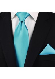 Bright Aqua Colored Necktie Styled
