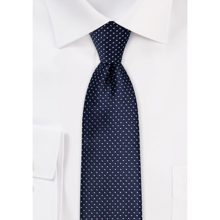 Dark Navy Skinny Tie with Silver Pin Dots
