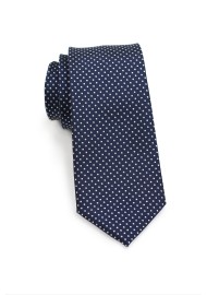 Dark Navy Skinny Tie with Silver Pin Dots