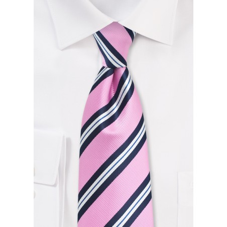 Bright Pink, Blue, and White Striped Tie