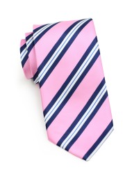 Bright Pink, Blue, and White Striped Tie