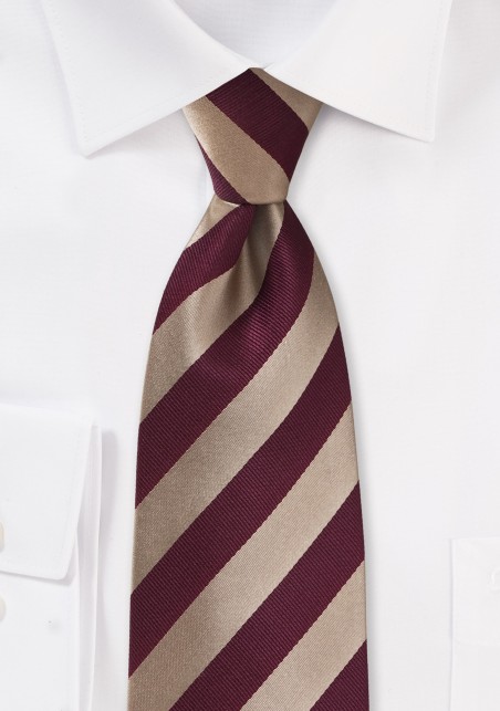 Striped Tie in Gold and Burgundy