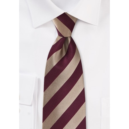 Striped Tie in Gold and Burgundy