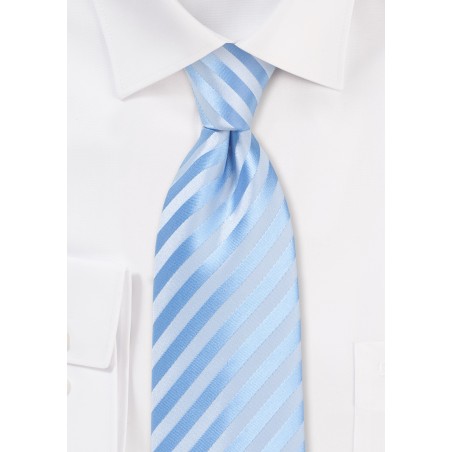 Solid Striped Kids Tie in Capri Blue