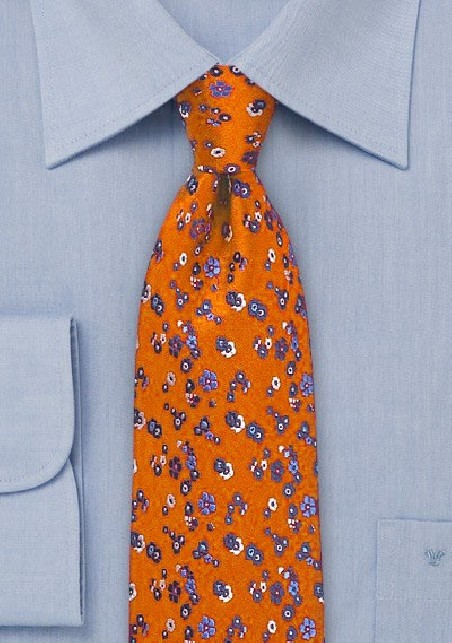 Floral Silk Tie in Ruby Red and Blue