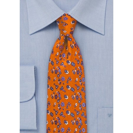 Floral Silk Tie in Ruby Red and Blue