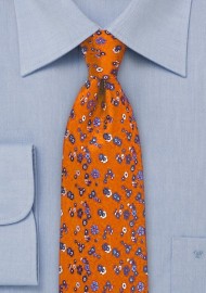 Floral Silk Tie in Ruby Red and Blue