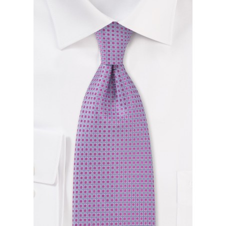 Grid-Like Tie in Fushcia and Violet