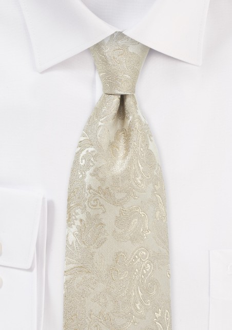Golden Champagne Wedding Silk Tie in XL