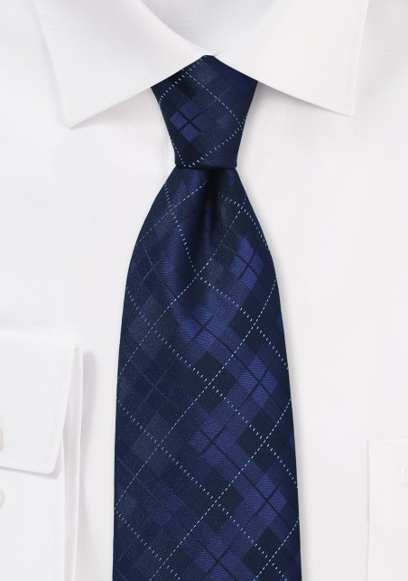 Dark Navy Plaid Tie