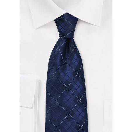 Dark Navy Plaid Tie for Kids