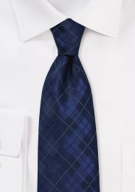 XL Tie in Navy with Plaid Design