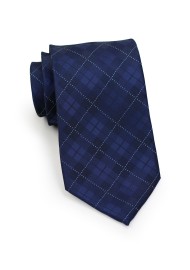 XL Tie in Navy with Plaid Design