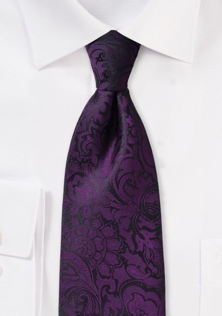 Plum Paisley Tie in XL Length