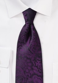 Plum Paisley Tie in XL Length