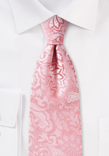 Tulip Color Paisley Tie for Tall Men