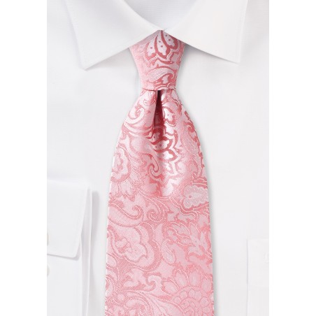 Tulip Color Paisley Tie for Tall Men