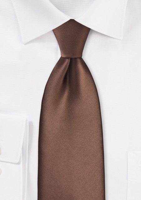 Extra Long Mens Tie in Mocha Brown
