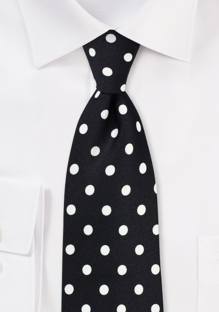 Black Tie with White Polka Dots