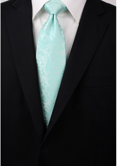 Glacier Blue Necktie with Paisley Print Styled